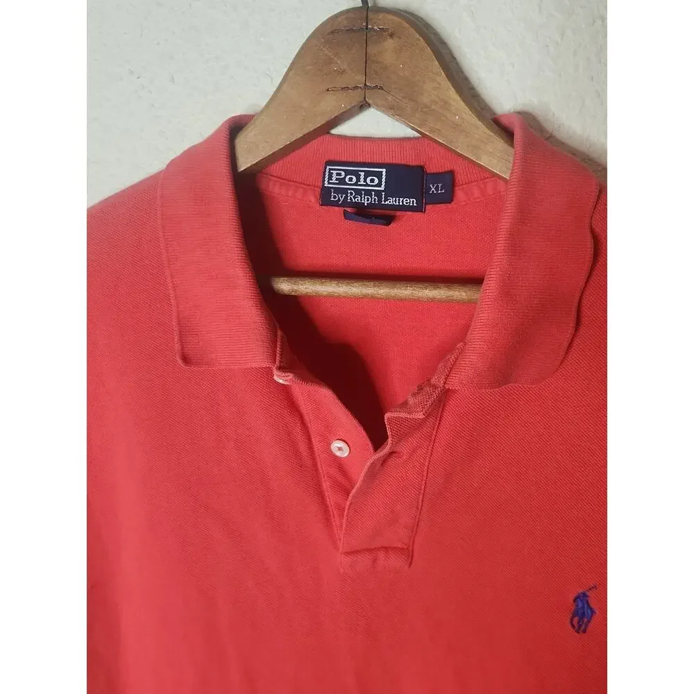 Ralph Lauren Polo Shirt Mens Size XL Pink Coral Orange Short Sleeve used